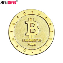 Wholesale Custom Bulk Blank Cheap Commemorative Metal Plated Gold Bitcoin Coin